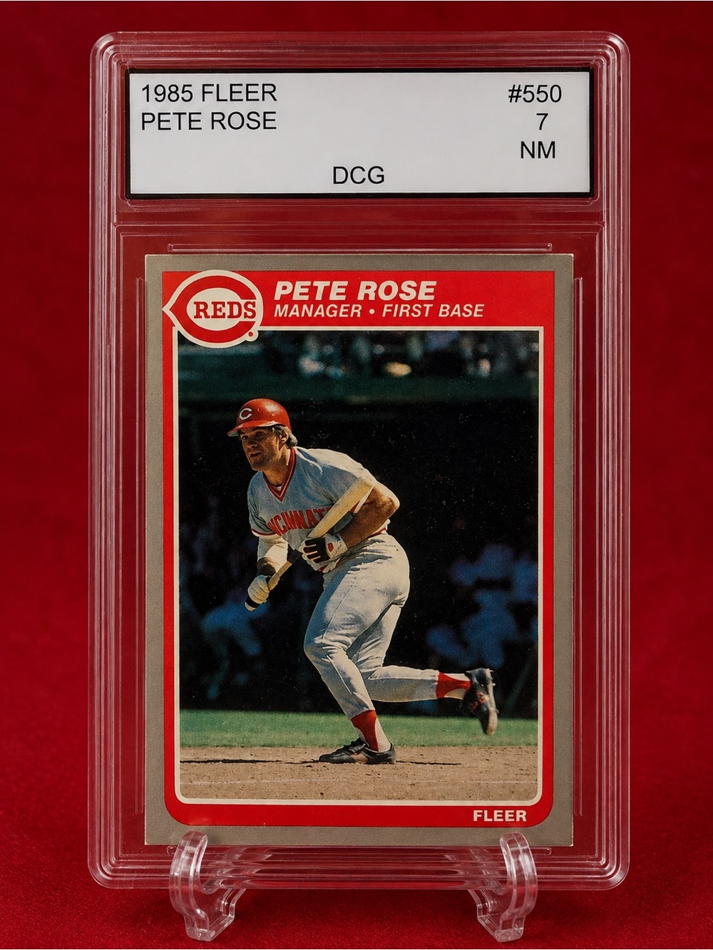 1985 Fleer Pete Rose Trading Card - Red